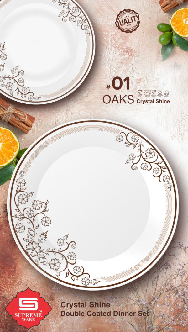 Melamine Dinner Set | Oaks Dinner (1) | Elegant, Durable, Heat-Resistant Plates & Bowls | Unbreakable, Lightweight, Premium Quality Dinnerware