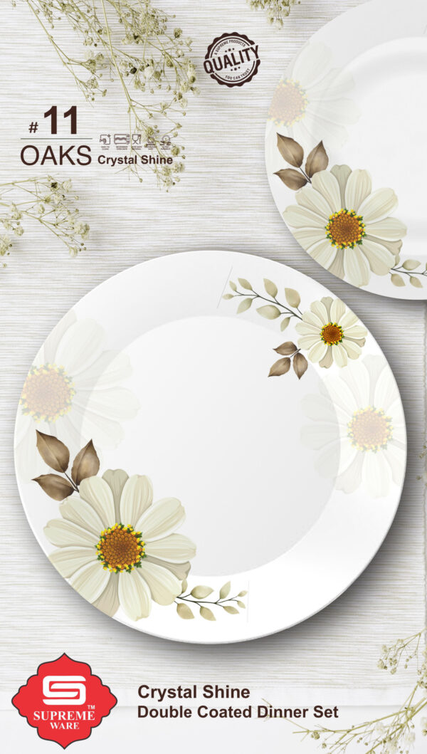 Melamine Dinner Set | Oaks Dinner (11) | Elegant, Durable, Heat-Resistant Plates & Bowls | Unbreakable, Lightweight, Premium Quality Dinnerware