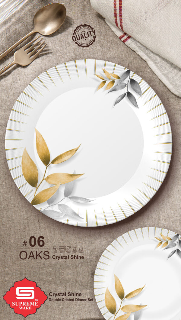 Melamine Dinner Set | Oaks Dinner (06) | Elegant, Durable, Heat-Resistant Plates & Bowls | Unbreakable, Lightweight, Premium Quality Dinnerware