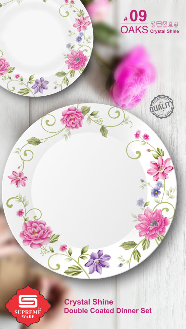 Melamine Dinner Set | Oaks Dinner (09) | Elegant, Durable, Heat-Resistant Plates & Bowls | Unbreakable, Lightweight, Premium Quality Dinnerware