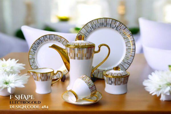 24-Piece Tea Set Electro Gold F484 | High-Quality Elegant Tea Crockery