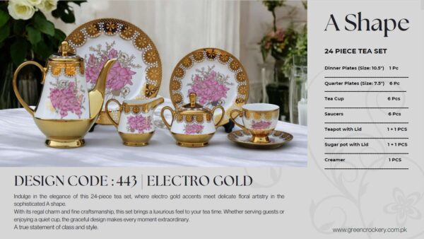 24-Piece Tea Set Electro Gold (A443) High-Quality Elegant Tea Crockery (1)