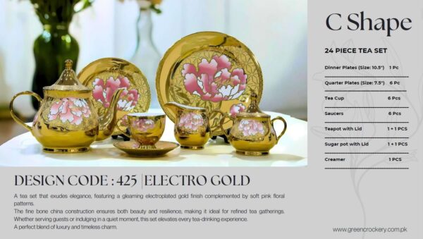 24-Piece Tea Set Electro Gold (C425) High-Quality Elegant Tea Crockery (1)
