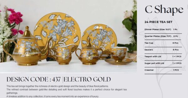 24-Piece Tea Set Electro Gold (C437) High-Quality Elegant Tea Crockery (1)