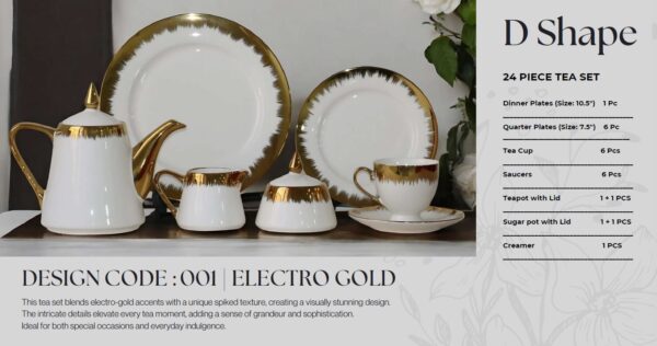 24-Piece Tea Set Electro Gold (D001) High-Quality Elegant Tea Crockery (1)