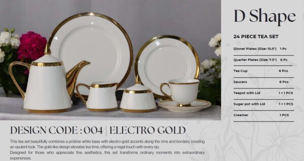 24-Piece Tea Set Electro Gold (D004) High-Quality Elegant Tea Crockery (1)