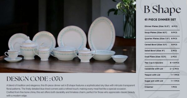 61 Pc Bone China Dinner Set (A050) | High-Quality, Stylish, Premium Crockery