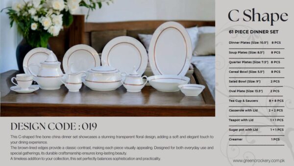 61 Pc Bone China Dinner Set (C019) High-Quality, Stylish, Premium Crockery (1)
