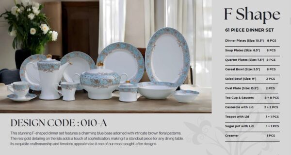 61 Pc Bone China Dinner Set (F010A) High-Quality, Stylish, Premium Crockery (1)