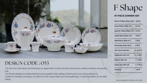 61 Pc Bone China Dinner Set (F053) High-Quality, Stylish, Premium Crockery (3)