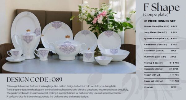 61 Pc Bone China Dinner Set (F089) High-Quality, Stylish, Premium Crockery (1)