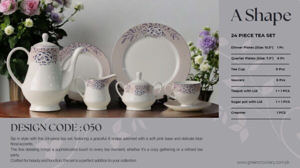 24-Piece Tea Set (A050) | High-Quality Elegant Tea Crockery