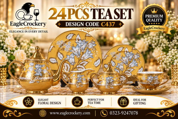 24-Piece Tea Set Electro Gold (C437) | High-Quality Elegant Tea Crockery