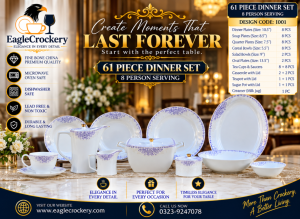 61 Pc Bone China Dinner Set (N001)