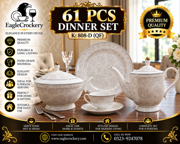 61 Pc Bone China Dinner Set (K808-D QF)