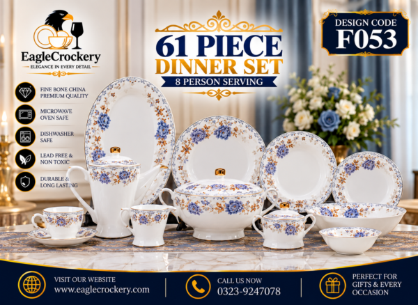 61 Pc Bone China Dinner Set (F053)