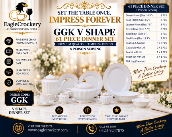 61 Pc Bone China Dinner Set (VGGK)