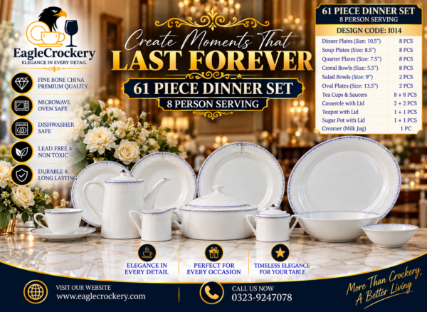 61 Pc Bone China Dinner Set (I014)