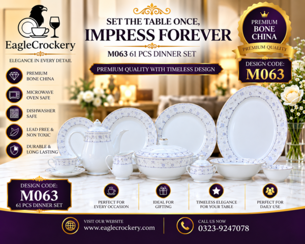 61 Pc Bone China Dinner Set (M063)