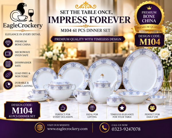 61 Pc Bone China Dinner Set (M104)