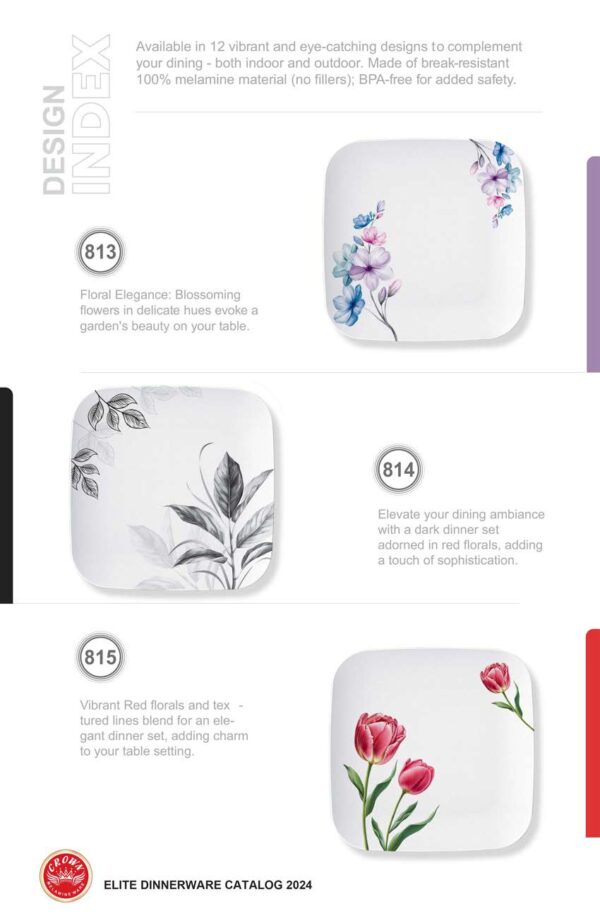 Melamine Dinner Set (815) Elegant, Durable, Heat-Resistant Plates & Bowls Unbreakable, Lightweight, Premium Quality Dinnerware