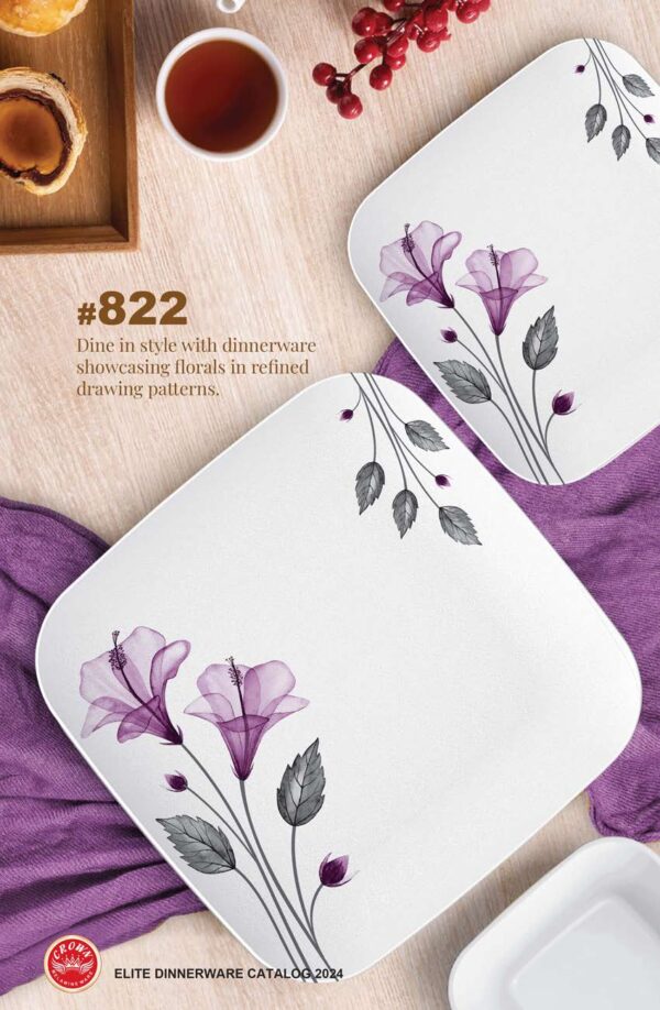 Melamine Dinner Set (822) | Elegant, Durable, Heat-Resistant Plates & Bowls | Unbreakable, Lightweight, Premium Quality Dinnerware