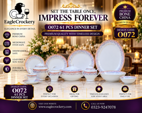 61 Pc Bone China Dinner Set (O072)