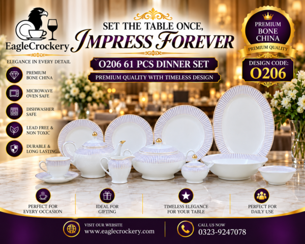 61 Pc Bone China Dinner Set (O206)