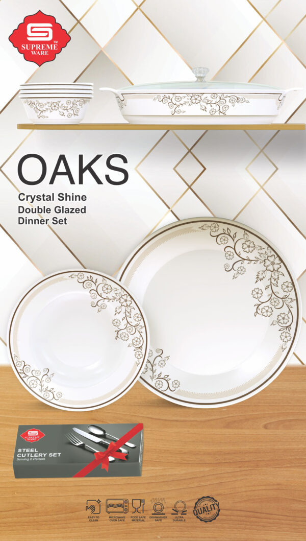 Melamine Dinner Set | Oaks Dinner (1) | Elegant, Durable, Heat-Resistant Plates & Bowls | Unbreakable, Lightweight, Premium Quality Dinnerware