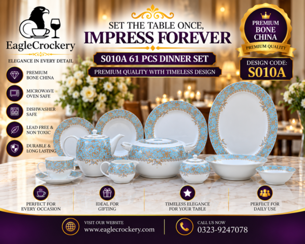 61 Pc Bone China Dinner Set (S010A)