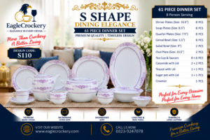 61 Pc Bone China Dinner Set (S110) – Premium Quality, Stylish & Elegant Dinnerware