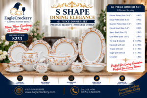 61 Pc Bone China Dinner Set (S253) – Premium Quality, Stylish & Elegant Dinnerware
