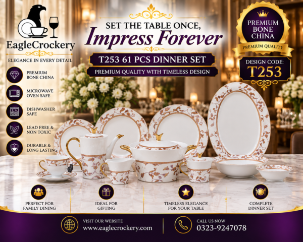 61 Pc Bone China Dinner Set (T253)