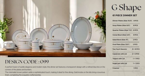 61 Pc Bone China Dinner Set (G099) – Premium Quality, Stylish & Elegant Dinnerware