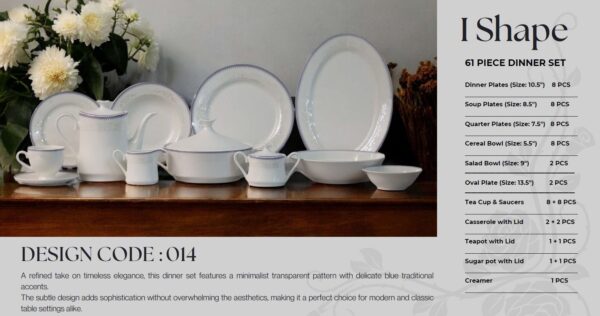 61 Pc Bone China Dinner Set (I014) | High-Quality, Stylish, Premium Crockery