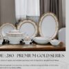 61 Pc Bone China Dinner Set (K280 PREMIUM GOLD SERIES) | High-Quality, Stylish, Premium Crockery