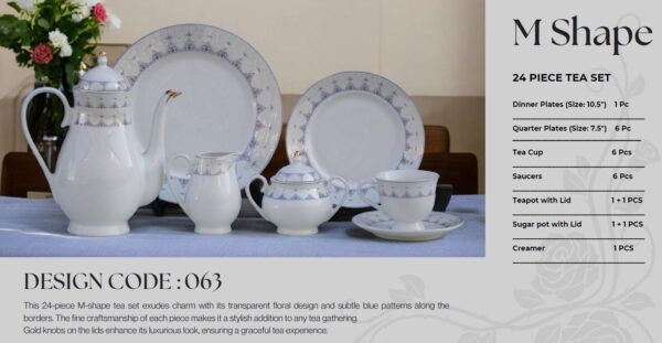61 Pc Bone China Dinner Set (M063) | High-Quality, Stylish, Premium Crockery