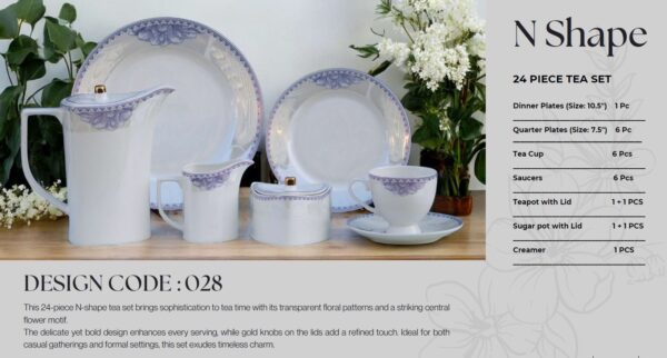 61 Pc Bone China Dinner Set (N028) | High-Quality, Stylish, Premium Crockery