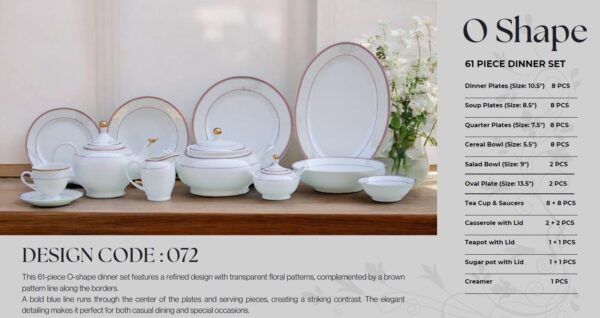 61 Pc Bone China Dinner Set (O072) | High-Quality, Stylish, Premium Crockery