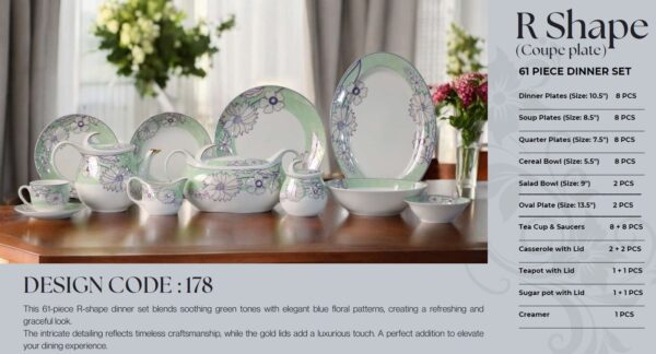 61 Pc Bone China Dinner Set (R178) | High-Quality, Stylish, Premium Crockery