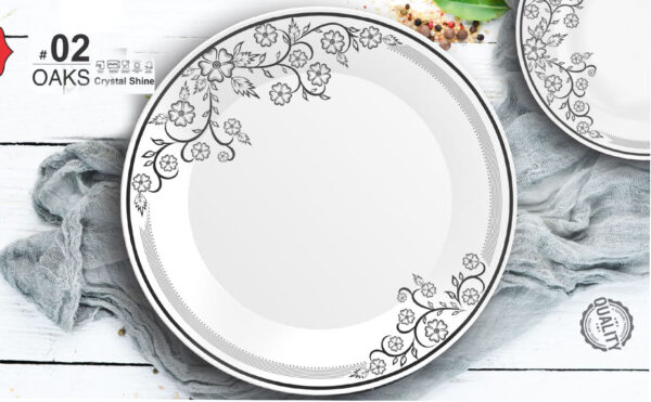 Melamine Dinner Set | Oaks Dinner (02) | Elegant, Durable, Heat-Resistant Plates & Bowls | Unbreakable, Lightweight, Premium Quality Dinnerware