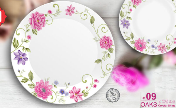 Melamine Dinner Set | Oaks Dinner (09) | Elegant, Durable, Heat-Resistant Plates & Bowls | Unbreakable, Lightweight, Premium Quality Dinnerware