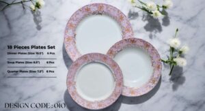 Bone 18 Pcs Plate Set (010) | Elegant, Durable, Heat-Resistant Plates & Bowls