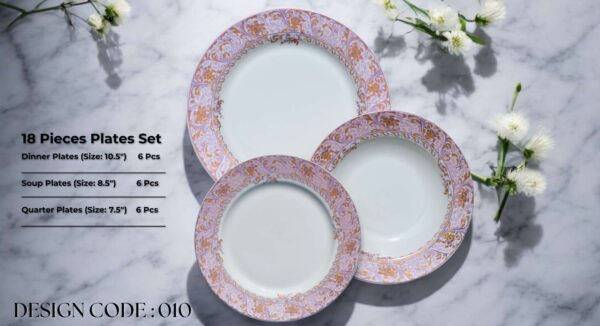 Bone 18 Pcs Plate Set (010) | Elegant, Durable, Heat-Resistant Plates & Bowls