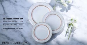 Bone 18 Pcs Plate Set (019) | Elegant, Durable, Heat-Resistant Plates & Bowls
