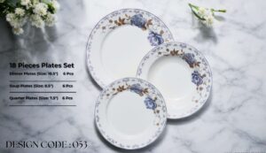 Bone 18 Pcs Plate Set (053) | Elegant, Durable, Heat-Resistant Plates & Bowls