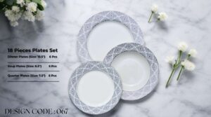 Bone 18 Pcs Plate Set (067) | Elegant, Durable, Heat-Resistant Plates & Bowls