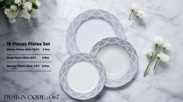 Bone 18 Pcs Plate Set (067) | Elegant, Durable, Heat-Resistant Plates & Bowls