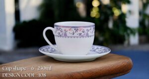 High-Quality Bone China Cup & Saucer Set (6-108) | Elegant, Durable, Ideal for Home & Gifting
