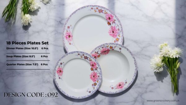 Bone 18 Pcs Plate Set (092) | Elegant, Durable, Heat-Resistant Plates & Bowls